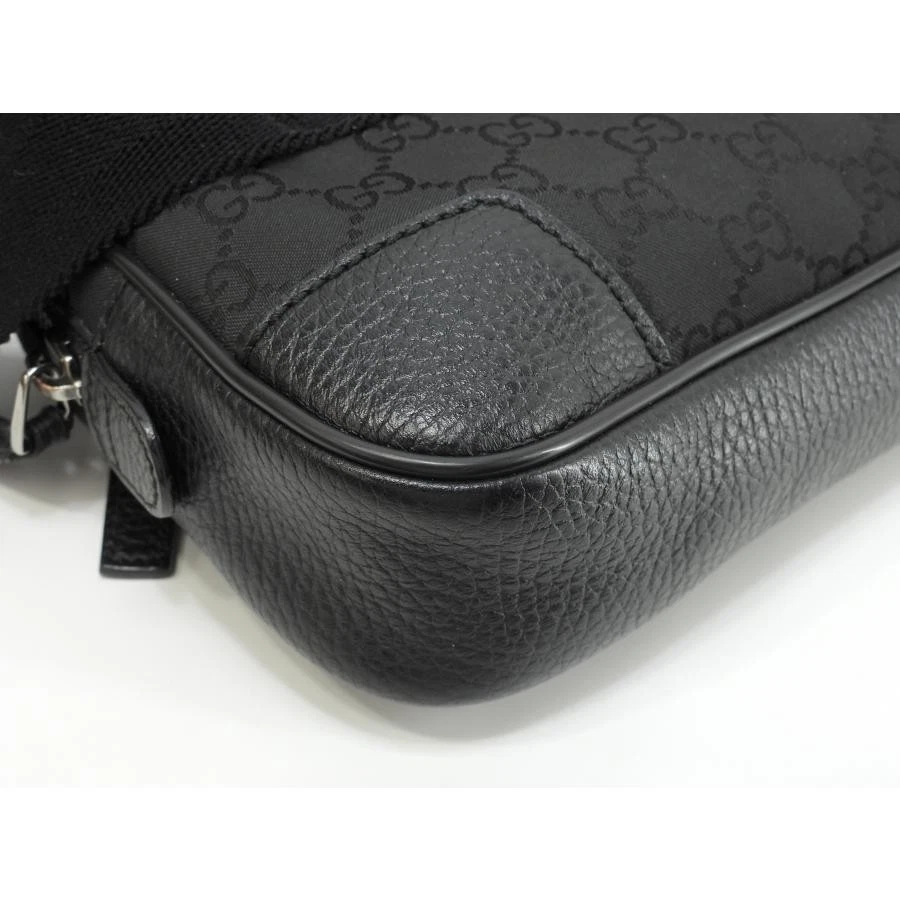 Gucci GG Nylon Leather Black Waist Bag Crossbody Bum Bag for Men