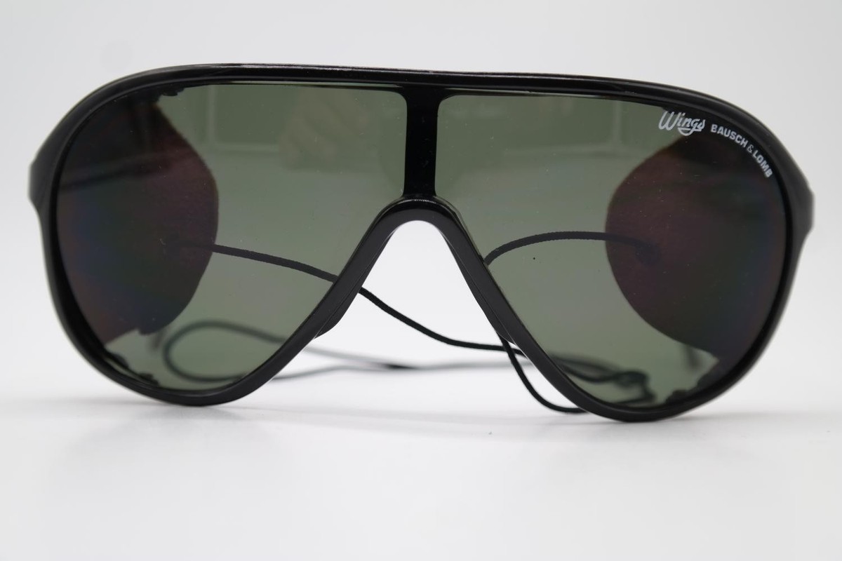 Vintage Sunglasses Wings BAUSCH + LOMB Black Gold Oval Sunglasses