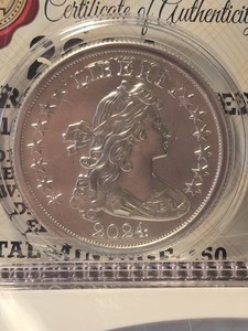 2024 Intaglio Mint Overstrike Series 1804 $1 on 1964 Silver Kennedy 250 Minted