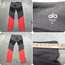 Alo Yoga Leggings Womens Medium Gray Salmon Sheila Colorblock Pocket 28x29