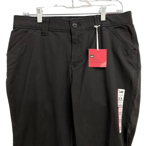 LEE Sinfully Soft Pants Womens Size 12 Short Gray Straight Comfort Fit Stretch - Picture 2 of 15