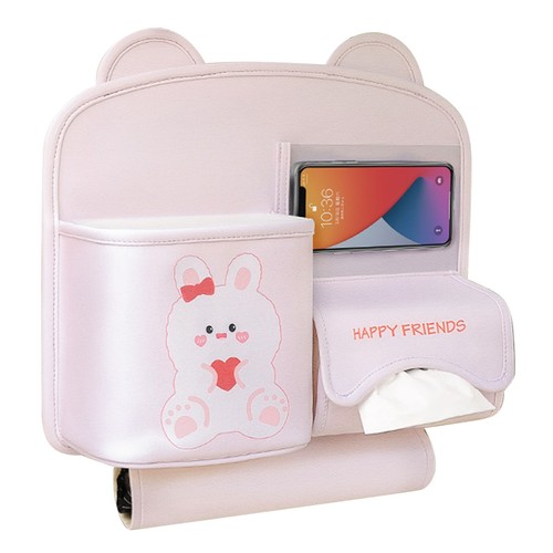 `Bunnies Car Backseat Organizer PU Leather Tissues Box Multifunctional Phone - Photo 5 sur 12