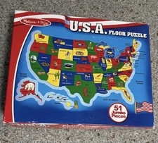 Melissa  Doug USA Map Floor Puzzle is a 51-piece giant educational floor puzzle
