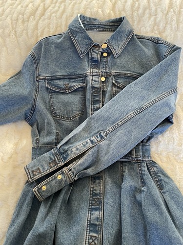 Aje Size 12 Denim Maxi Shirt Dress Belt As New Eleganand Timeless Great Quality - Picture 13 of 14