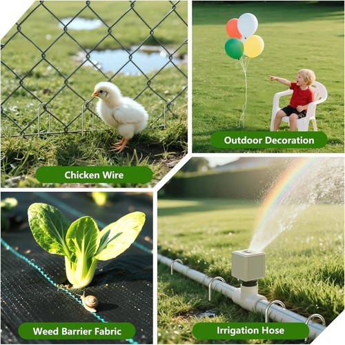 16 Pack Garden Landscape Staples 6 Inch Soaker Hose Stakes 11 Gauge Drip Line... - Afbeelding 7 van 8