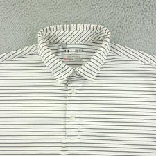 Under Armour Polo Shirt Mens Medium Gray Stripe HeatGear Golf SRCC
