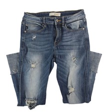 KanCan Womens Distressed Medium Wash Denim Skinny Jeans Juniors Size 7/27
