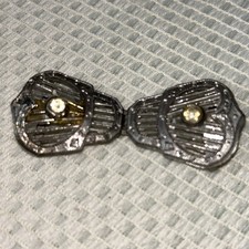 Art Deco Pave Paste Clear Rhinestone Silver Pot Metal Dress Belt Buckle Clip