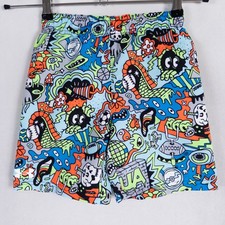 Under Armour Kids Graphic Swim Trunks Shorts Boys Size 6 All Over Print Blue