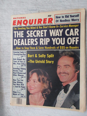 NATIONAL ENQUIRER MAGAZINE APRIL 22, 1980 BURT REYNOLDS SALLY FIELD BRITT EKLAND