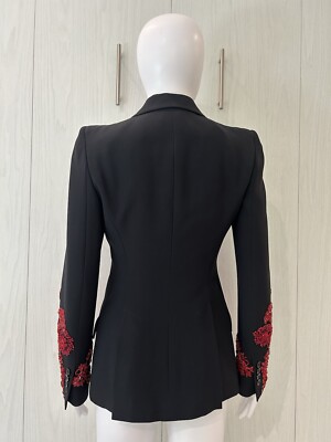 Alexander McQueen Floral Crystal-Bead Embellished Blazer Alexander McQueen Floral Crystal-Bead Embellished Blazer