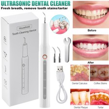 Ultrasonic Dental Calculus Remover USB Rechargeable Plaque Tartar Tooth Cleaner
