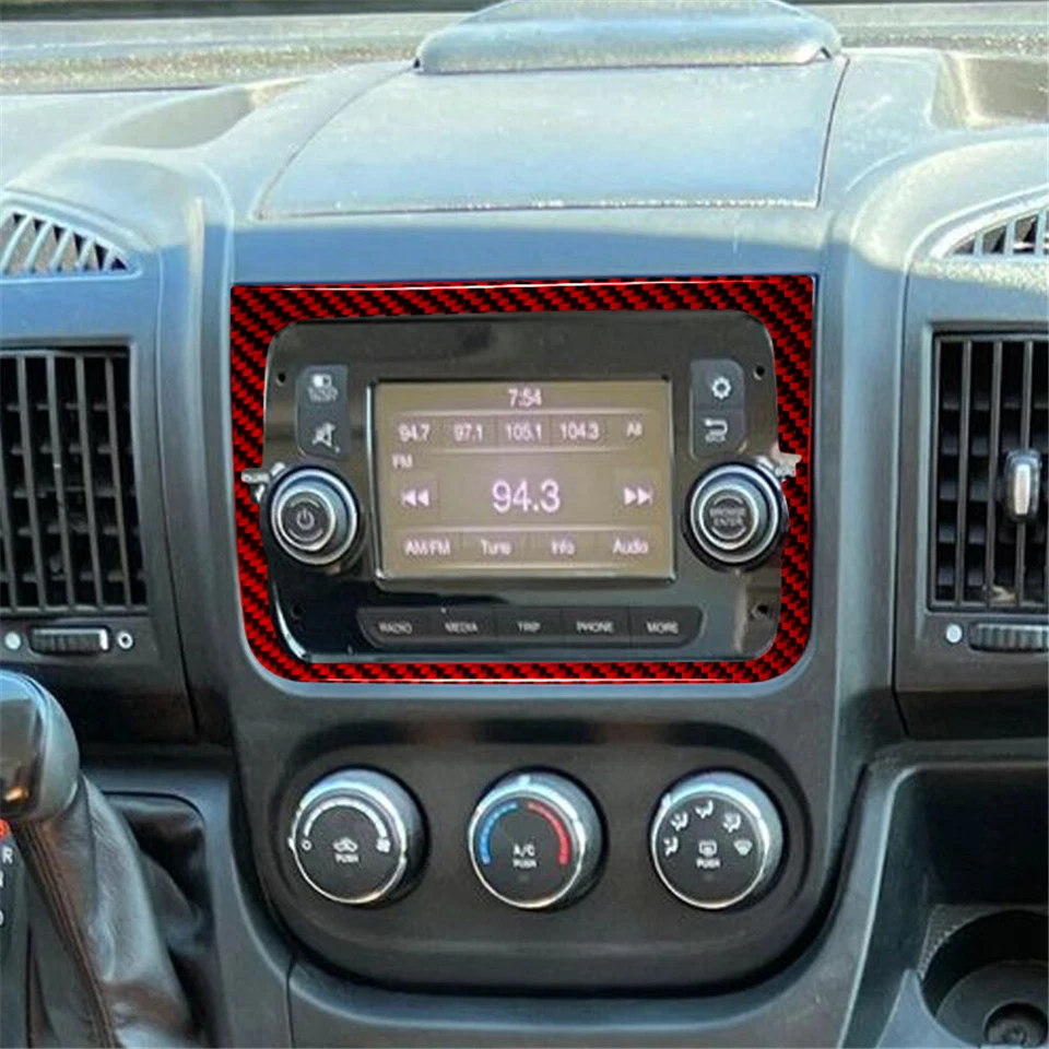 1pcs Red Carbon Fiber Radio LCD Frame Cover Trim For Fiat Ducato 2007-21 - image 4 of 4