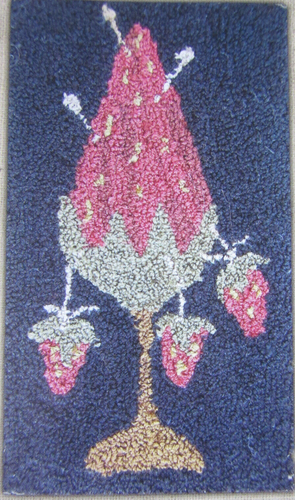 Hooked on Rugs #903 STRAWBERRY PINCUSHION Punch Needle Embroidery Pattern Fabric - Picture 2 of 6