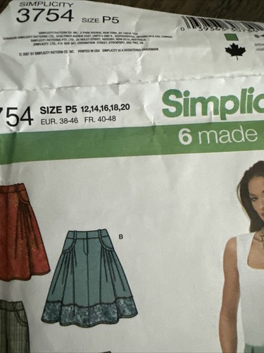 Simplicity 3754 Röcke 6 Easy Varioni P5 Gr. 12-20 Nähmuster Neu in Verpackung ungeschnitten - Bild 3 von 7