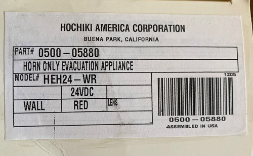 HOCHIKI HEH24-WR FIRE ALARM HORN ONLY EVACUATION APPLIANCE 24V WALL MOUNT RED - Picture 2 of 8