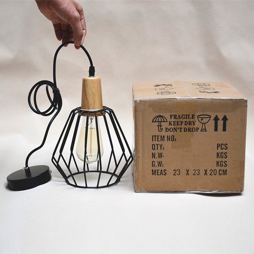 Room Lamp Bar Wood Ceiling Light Black Chandelier Lighting Kitchen Pendant Light - Picture 7 of 11