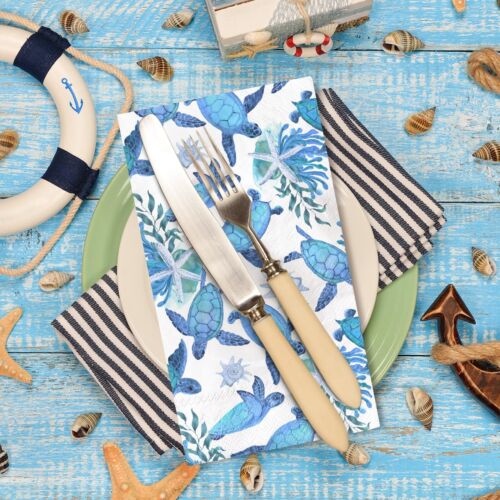 AnyDesign 100Pcs Turtle Guest Napkins Blue Ocean Disposable Paper Napkins Mar... - Picture 3 of 7