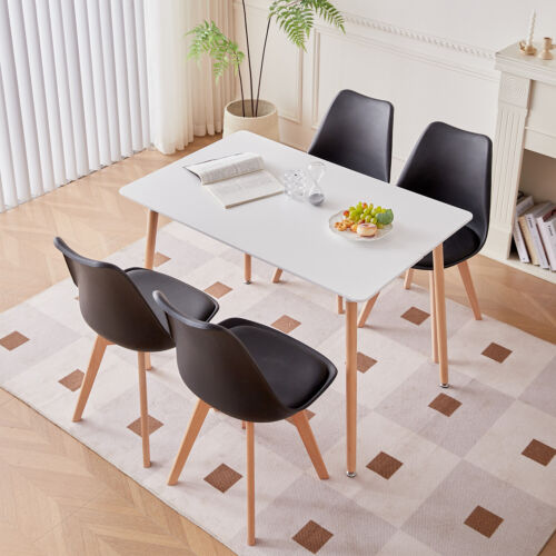 6er Set Esszimmerstühle Wohnzimmerstuhl mit Kissen & Massivholz Buche Schwarz - Bild 11 von 12
