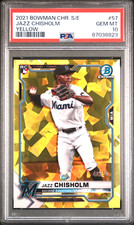 2021 Jazz Chisholm RC Bowman Chrome Sapphire Yellow /50 PSA 10 Yankees POP 1