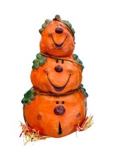 VTG Stacked 3 Pumpkins Fall Thanksgiving Halloween Paper Mache 17" LARGE Orange