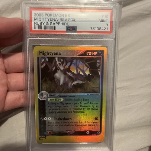 2003 Pokémon TCG Mightyena EX Ruby and Sapphire 10/109 Rev.foil Psa9