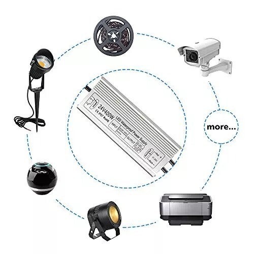 24V 400W LED Power Supply, IP67 Rainproof Waterproof Outdoor Driver,Ac 90-140V . - Picture 7 of 9