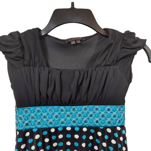 My Michelle Dress Girl's Size 7 Black Blue Polka Dot Short Sleeves - Picture 5 of 6