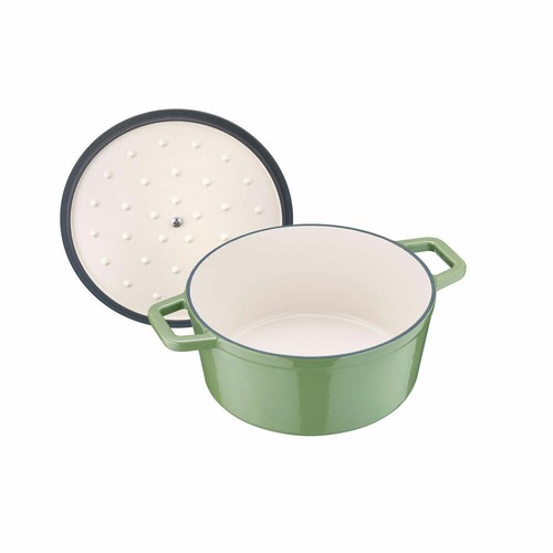 Berndes b.iron Bräter Kochtopf Rund Topf Induktionsgeeignet Gusseisen Grün Ø24cm - Bild 2 von 7