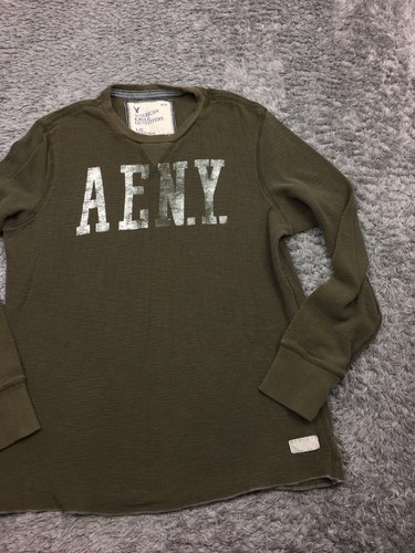 American Eagle Thermal Shirt Mens Size Large Brown Long Sleeve - Picture 2 of 12