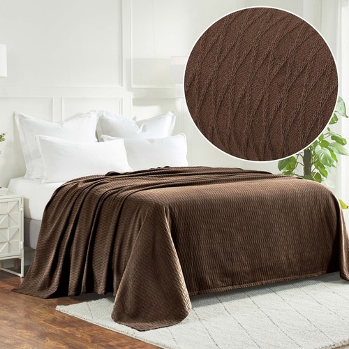 100% Cotton Modern Geometric Diamond Weave Solid All Season Blanket Bed Throw - Picture 66 of 172