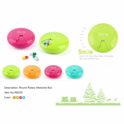 PILLBOX Rotierende 7 Tage Reise Pillendose Medizin Tabletten Aufbewahrung Vitamin Organizer Halter