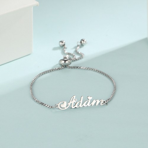 Neu personalisiertes individuelles Name Armband verstellbare Box Kette Perlen Muttertagsgeschenke - Bild 9 von 22