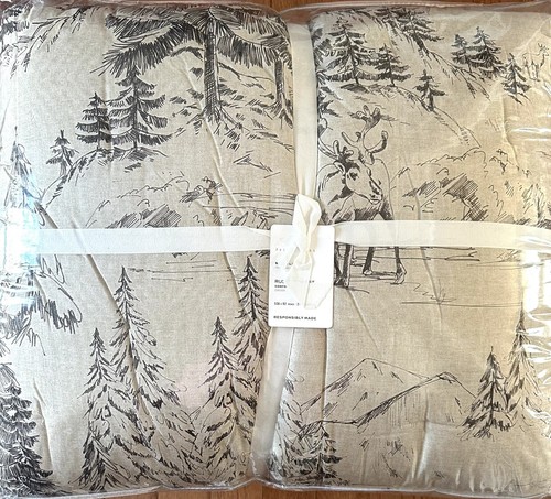 New~Pottery Barn~Rustic Forest Sherpa King Comforter + 3 Euro Shams - Picture 2 of 2