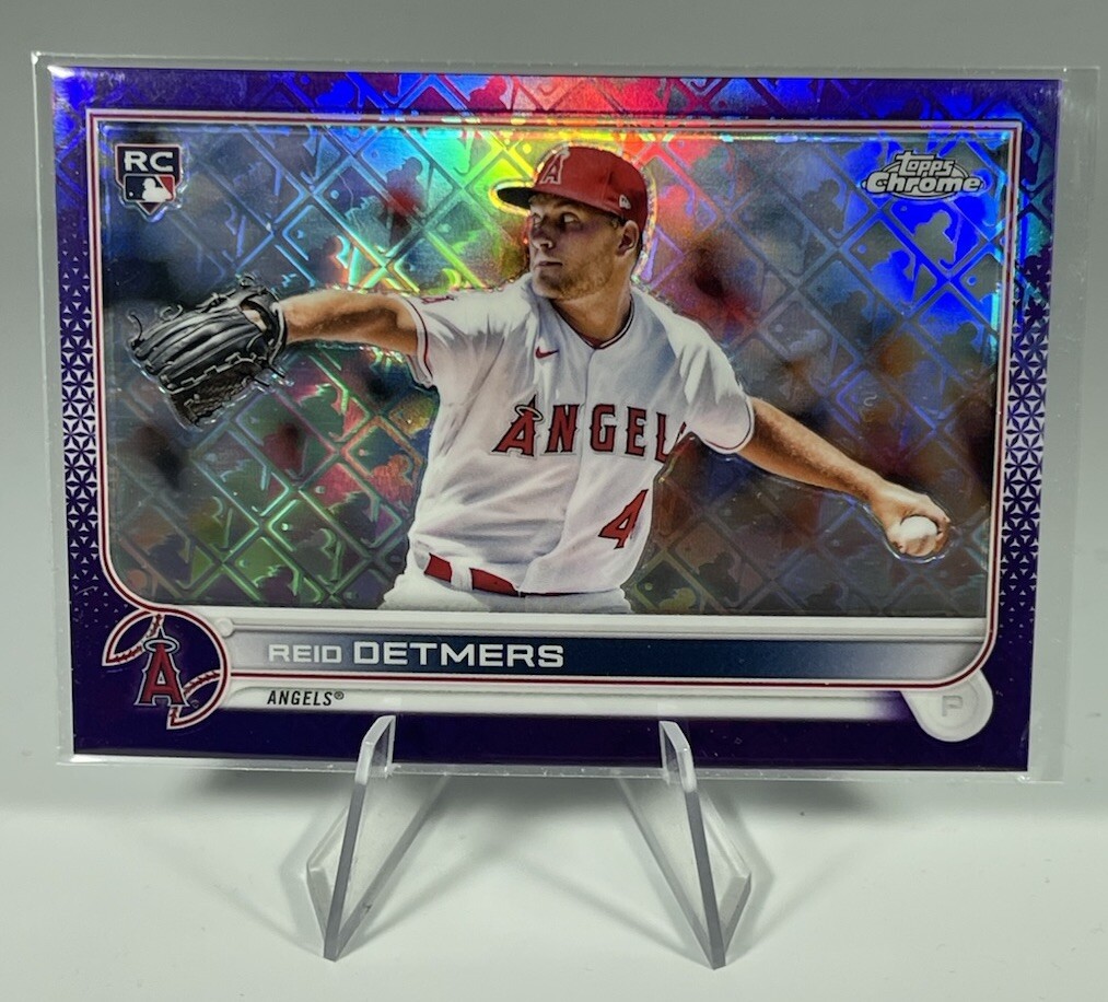 2022 Topps Chrome Logofractor Reid Detmers Purple RC /250 Los Angeles Angels