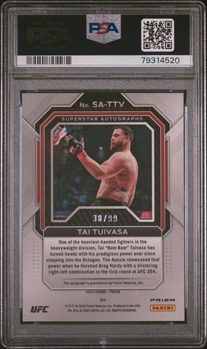 2023 Prizm UFC Tai Tuivasa Red Prizm Auto /99 #SATTV PSA GEM MT 10 - Picture 2 of 2