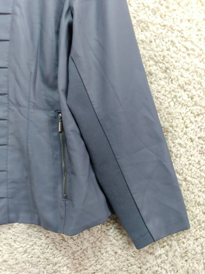 Jaqueta Oso Casuals Feminina 1X Azul com Zíper Manga Longa Bolsos Poliuretano - Imagem 3 de 4