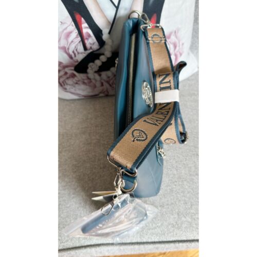 Valentino Orlandi Umhängetasche Geldbörse Geldbörse blau silber Gitarrengurt verstellbar - Bild 5 von 9