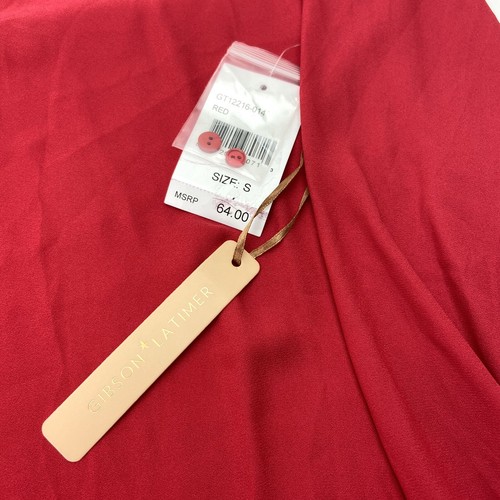 Neu Gibson Latimer Damen kleines Shirt rote Bluse Langarm Oberteil Urlaub $ 68 neu mit Etikett - Bild 3 von 9