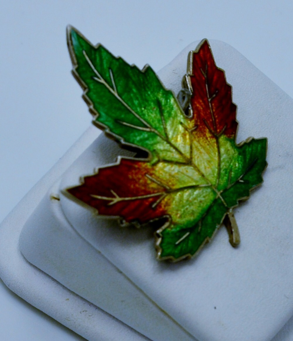 Sterling Silver PRETTY MULTI COLORED LEAF  PENDAN… - image 2