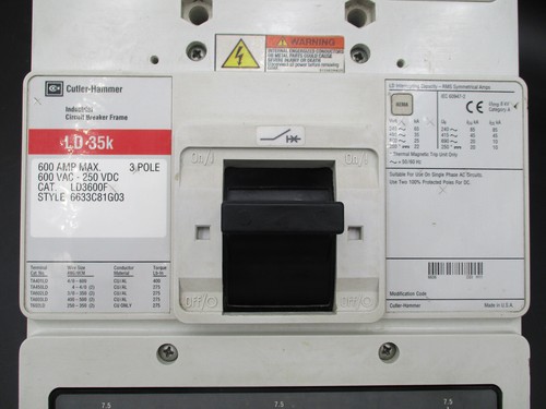 INTERRUPTOR DE CIRCUITO EATON LD3600F 3-P 450A 600V LD3450 LT3450T 'ENVÍO EL MISMO DÍA' - Imagen 3 de 9