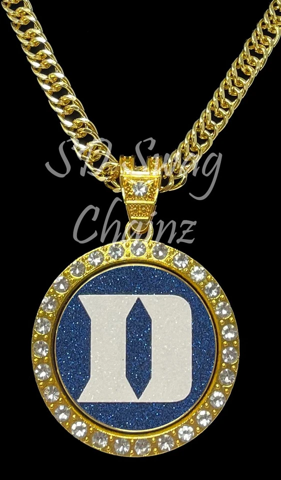 Duke Blue Devils Spinning Necklace Custom Silver or Gold Swag Chain Pendant Spin - Image 4 of 4