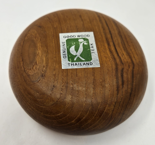 Vintage Teak Salad Bowls Genuine Good Wood Thailand MCM Thick Bowls 5.5" x 2" - Picture 9 of 20
