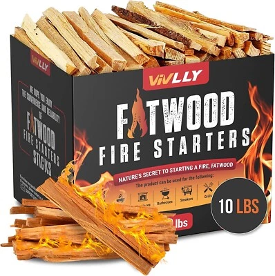 Vivlly 10lb Fatwood Fire Starter Pack – Starter Wood for Fireplace