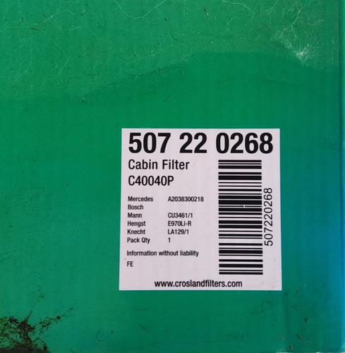 Innenraumfilter Pollenfilter Mercedes CLC-Klasse C-Klasse T-Modell - Crossland - Bild 2 von 2