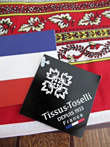 FRENCH PROVENCAL 100% COTTON 71" ROUND TABLECLOTH "AVIGNON ROUGE" MADE IN FRANCE - Picture 5 of 18