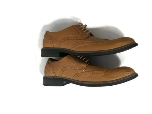 Zapatos de vestir Perry Ellis portafolio estilo Harris para hombre talla 10 punta de ala de cuero marrón - Imagen 4 de 5