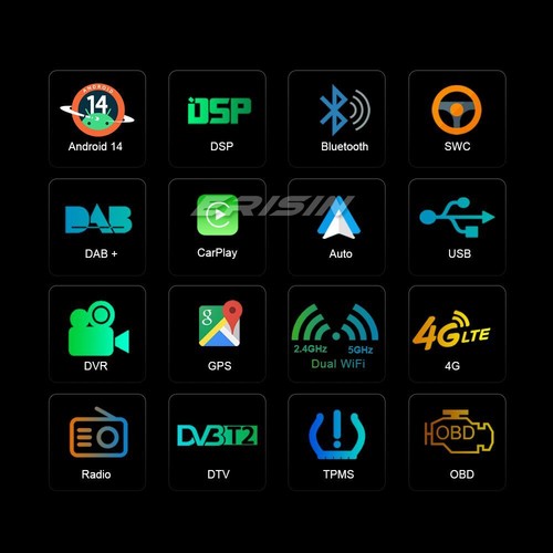 8-Kern Doppel 2 Din Android 14 Autoradio Navi GPS DAB+ CarPlay OBD2 RDS WiFi DTV - Bild 2 von 21