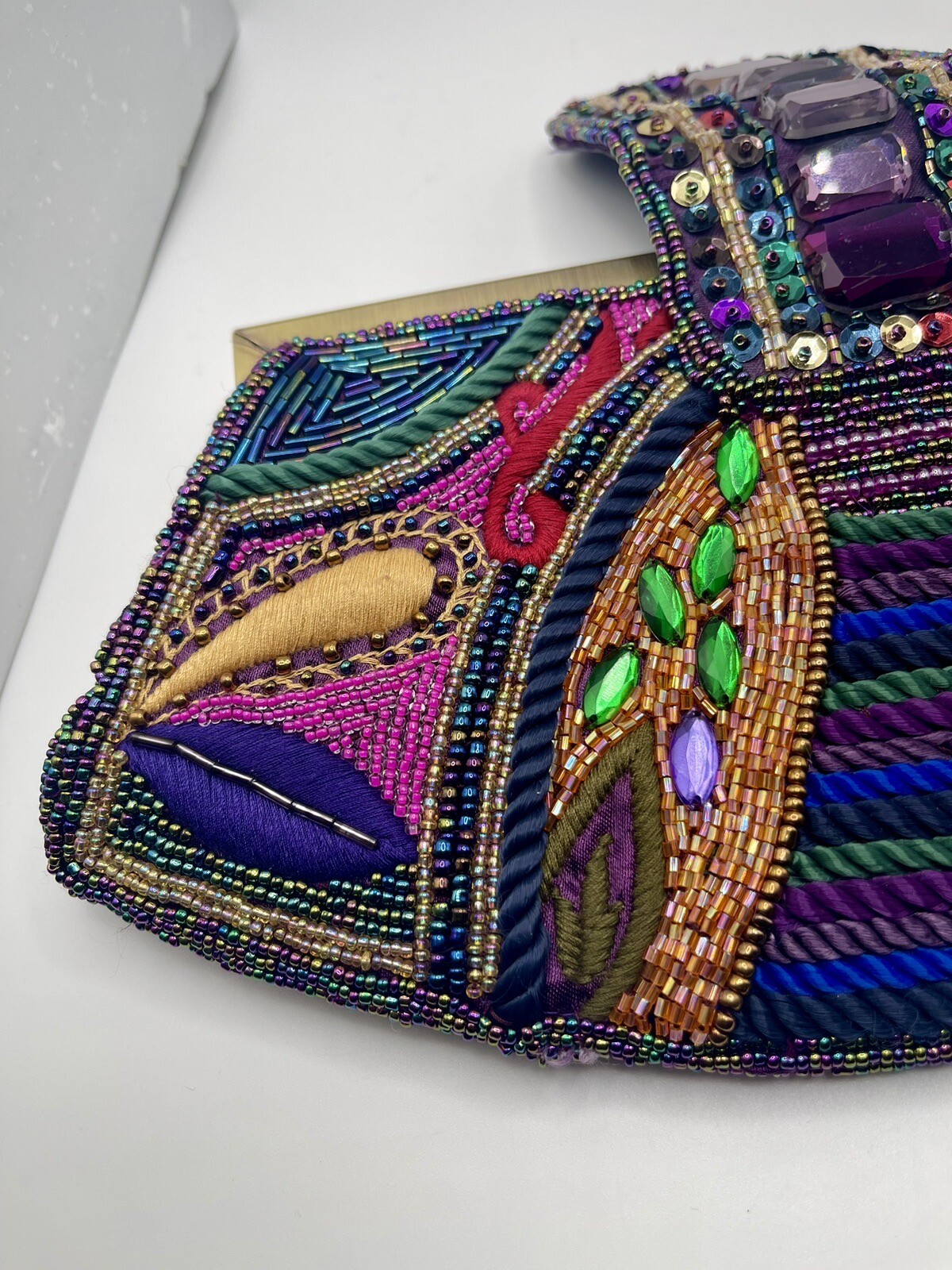 Chicos Embroidered Clutch Handbag Colorful Glass … - image 5