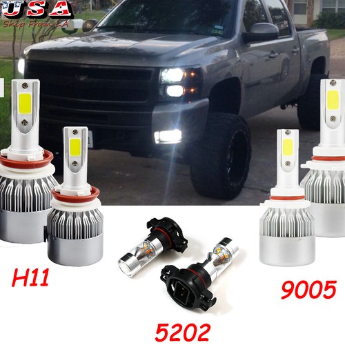 SHENKENUO 6x 6000K LED Headlights & Fog Light Bulbs For Chevy Silverado 1500/2500 2007-2015 - HB3 9005 1 thumbnail image